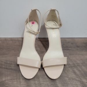 Aldo tan/nude embossed leather snake print stiletto sandals